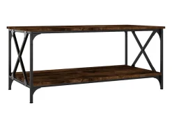 Mesa de centro madera y hierro roble ahumado 100x50x45 cm