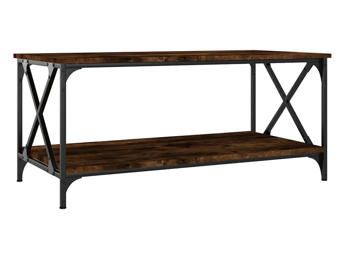 Mesa de centro madera y hierro roble ahumado 100x50x45 cm