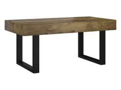 Mesa de centro MDF y hierro marrón oscuro y negro 90x45x40 cm