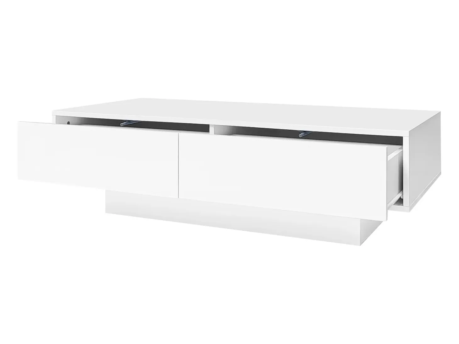Mesa de centro moderna con LED - 2 cajones - Blanco