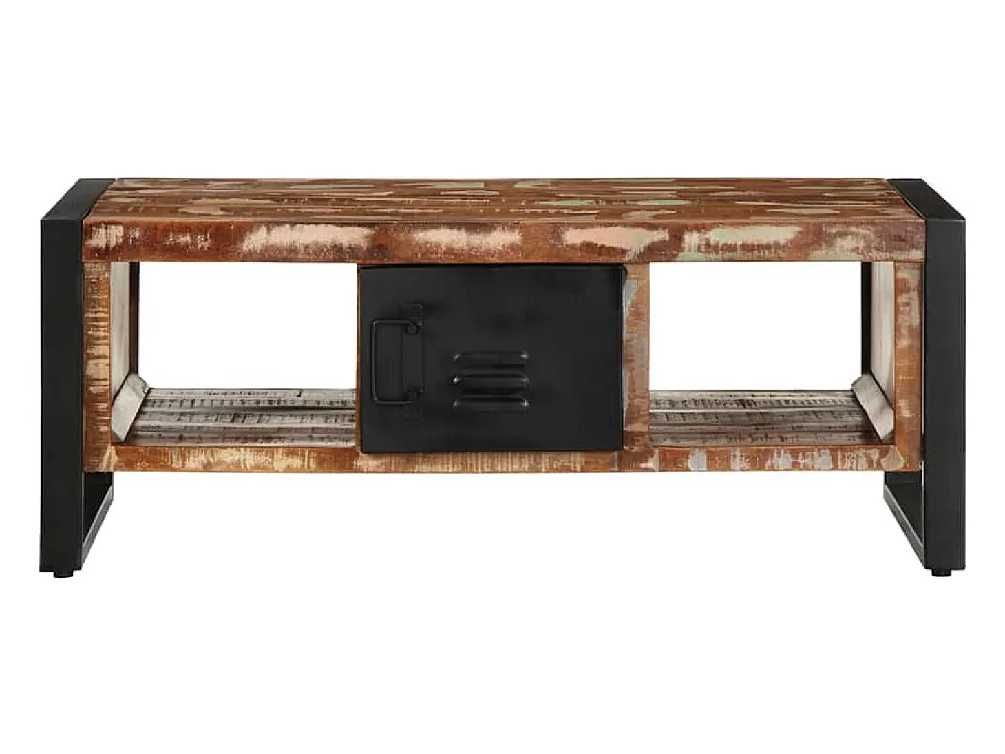 Mesa de centro multicolor 90x50x36 cm madera maciza reciclada