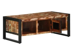 Mesa de centro multicolor 90x50x36 cm madera maciza reciclada