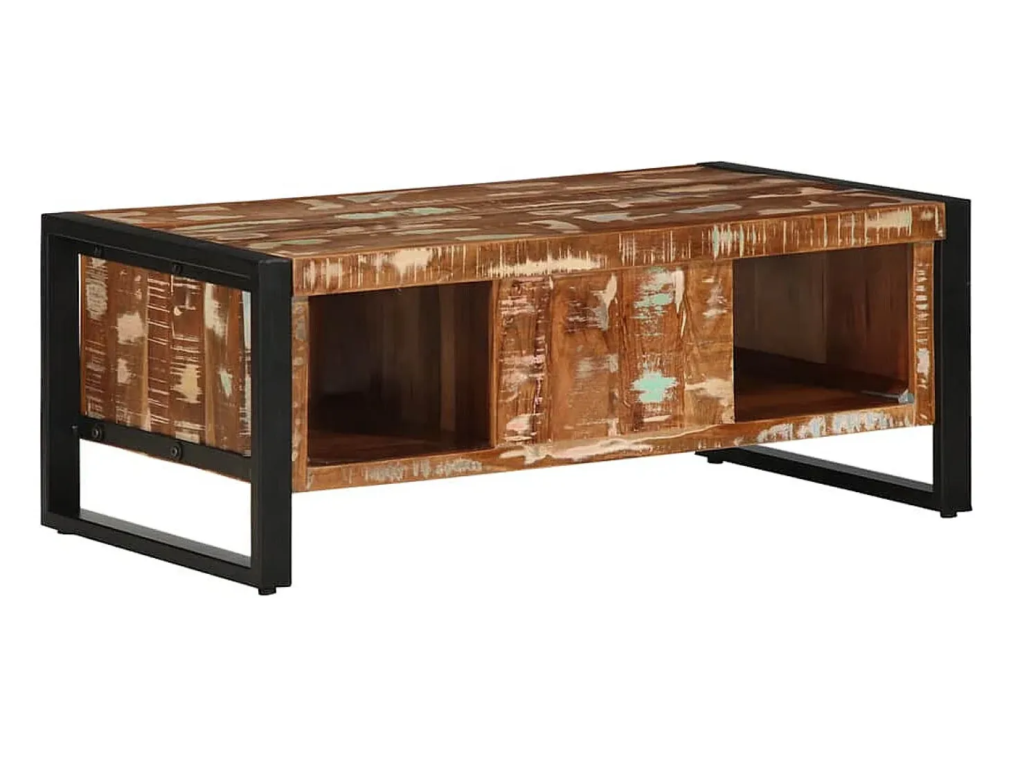 Mesa de centro multicolor 90x50x36 cm madera maciza reciclada