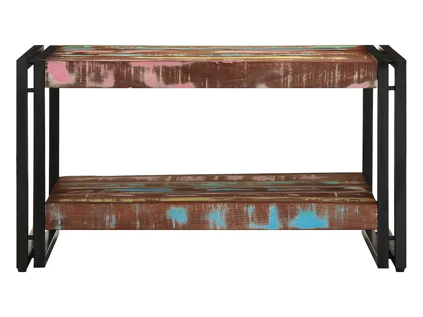 Mesa de centro multicolor 70x50x38 cm madera maciza reciclada