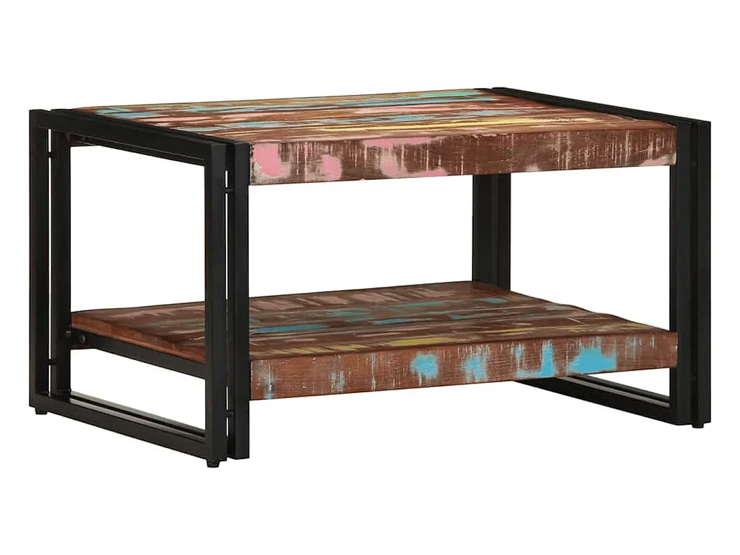 Mesa de centro multicolor 70x50x38 cm madera maciza reciclada