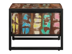 Mesa de centro multicolor 70x50x38 cm madera maciza reciclada