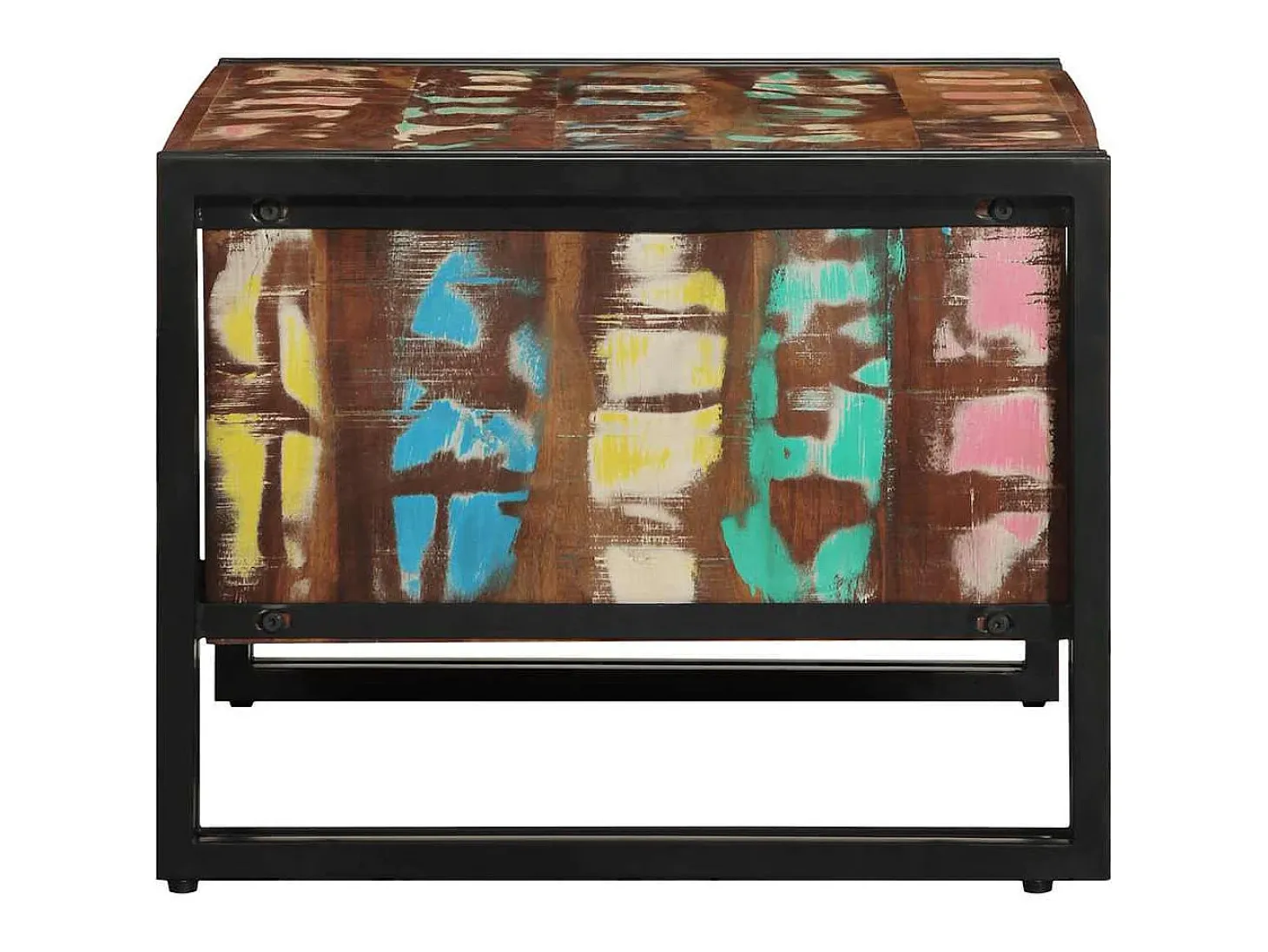 Mesa de centro multicolor 70x50x38 cm madera maciza reciclada