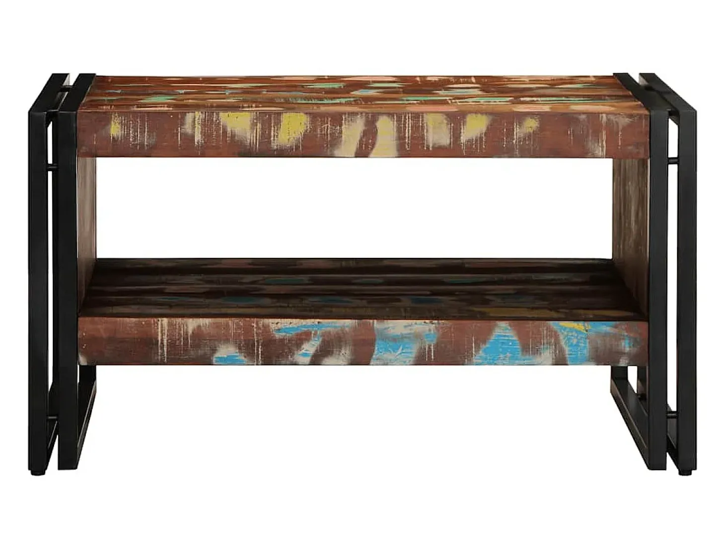 Mesa de centro multicolor 70x50x38 cm madera maciza reciclada