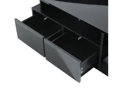 Mesa de centro negra - Mesa de centro con iluminación LED y 2 cajones - Almacenamiento abierto