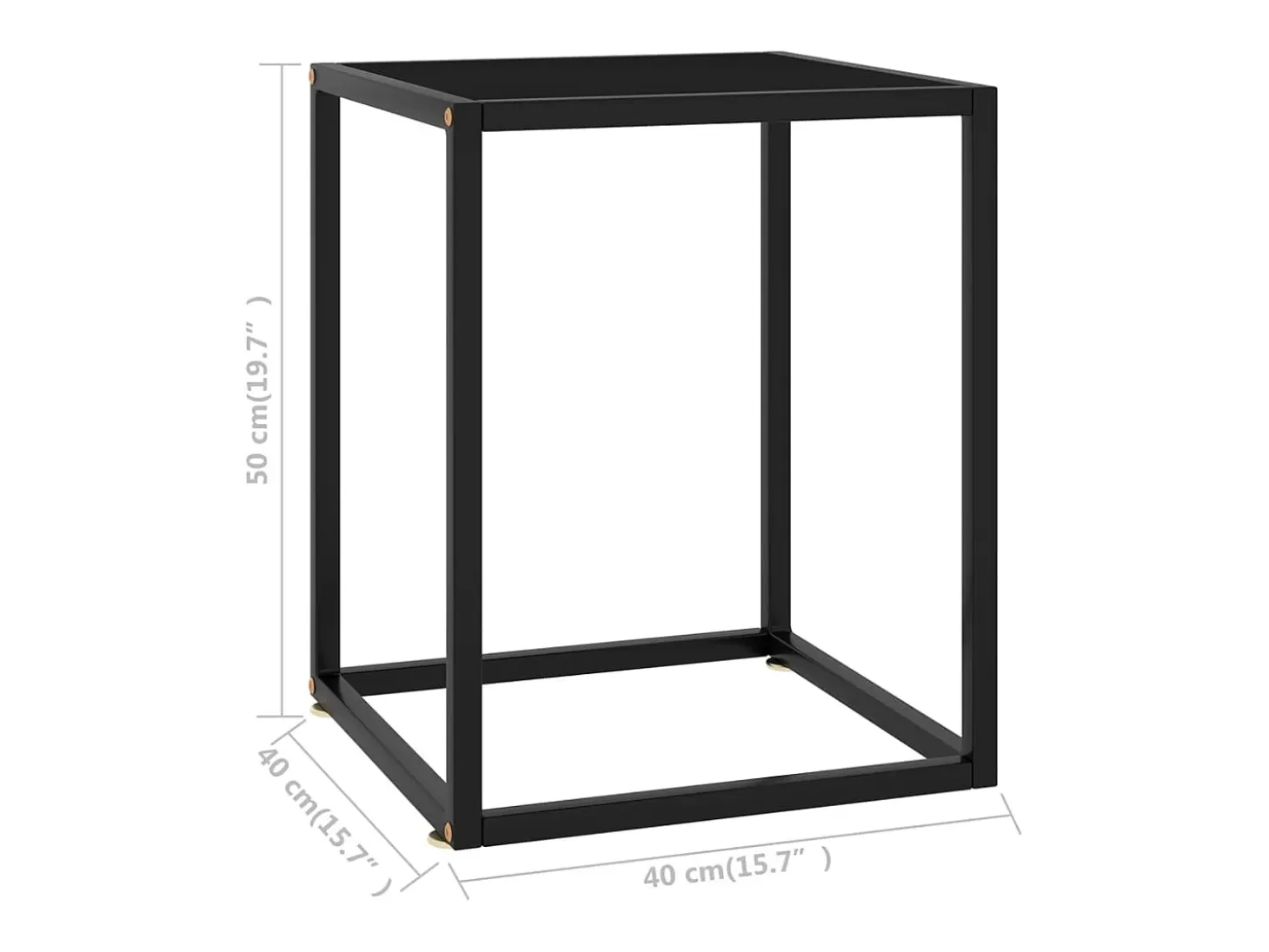 Mesa de centro negra con vidrio negro 40x40x50 cm