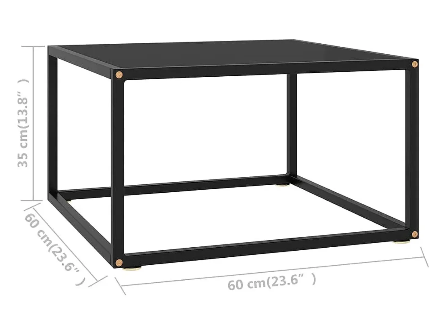 Mesa de centro negra con vidrio negro 60x60x35 cm
