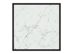 Mesa de centro negra con vidrio de mármol blanco 60x60x35 cm