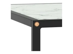 Mesa de centro negra con vidrio de mármol blanco 60x60x35 cm
