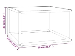 Mesa de centro negra con vidrio de mármol blanco 60x60x35 cm