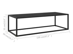 Mesa de centro negra con vidrio negro 120x50x35 cm