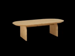 Mesa de centro ovalada de madera de abeto Decowood en color nogal de 100x35cm - BLOOM - DECOWOOD