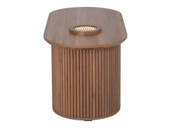 Mesa de centro ovalada 105x50x46,5 cm - Estilo retro - Almacenamiento abierto - MDF - Marrón