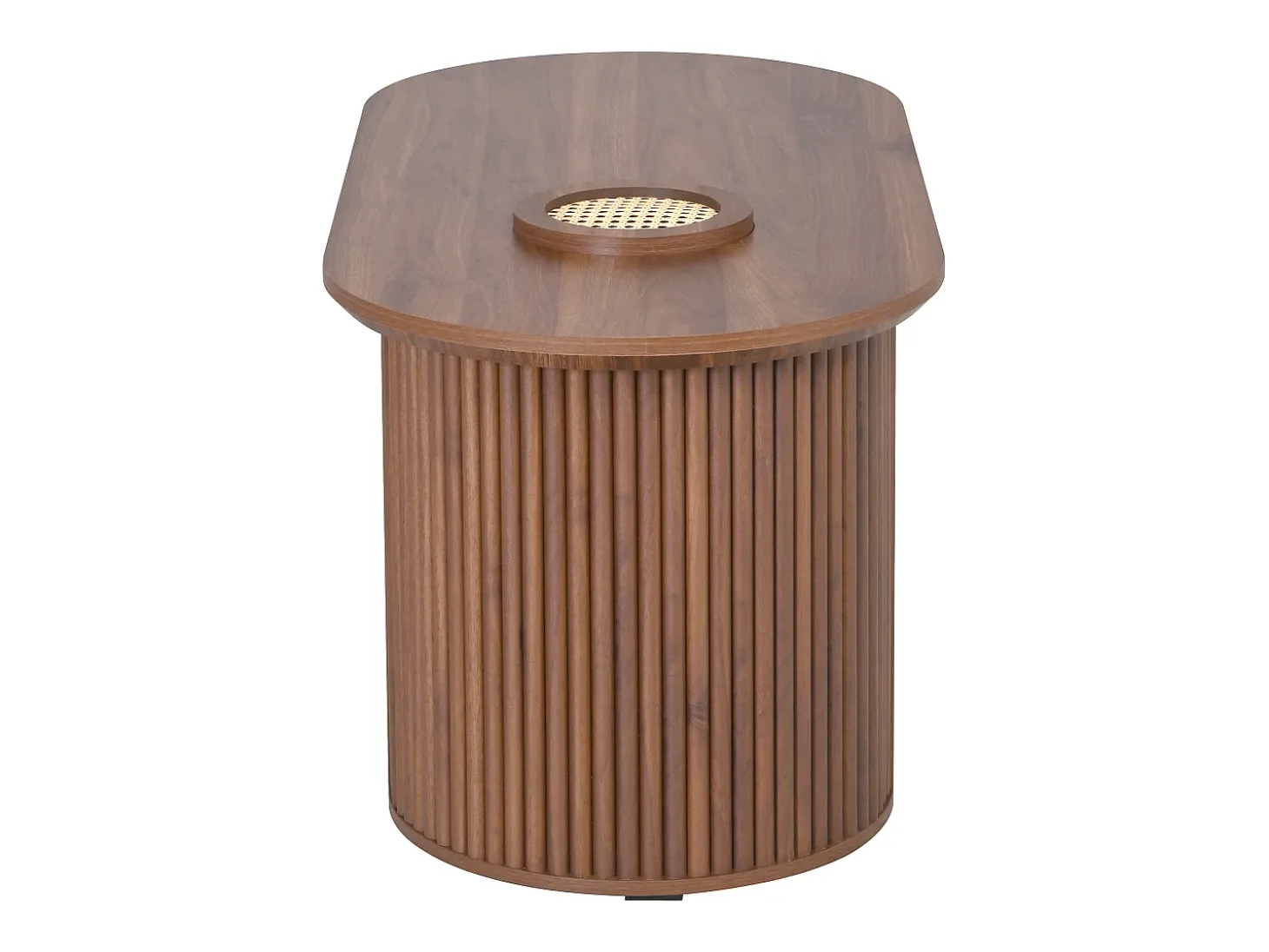 Mesa de centro ovalada 105x50x46,5 cm - Estilo retro - Almacenamiento abierto - MDF - Marrón