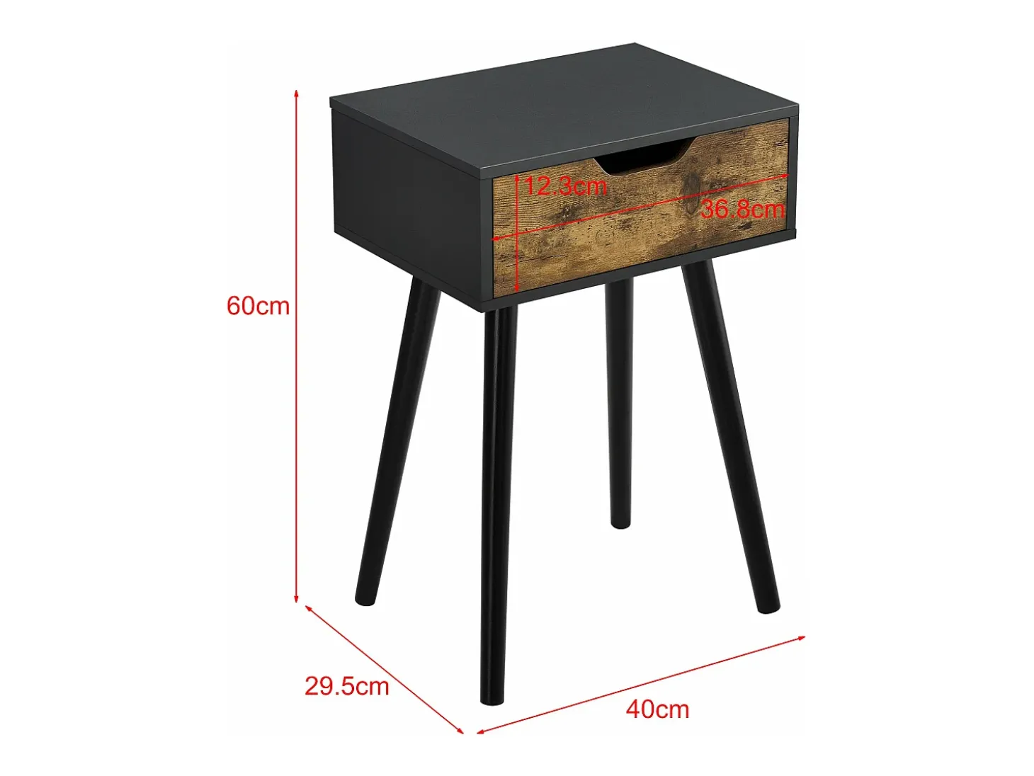 Mesa de centro para salón cajonera de PVC 60 cm color negro 03_0006165