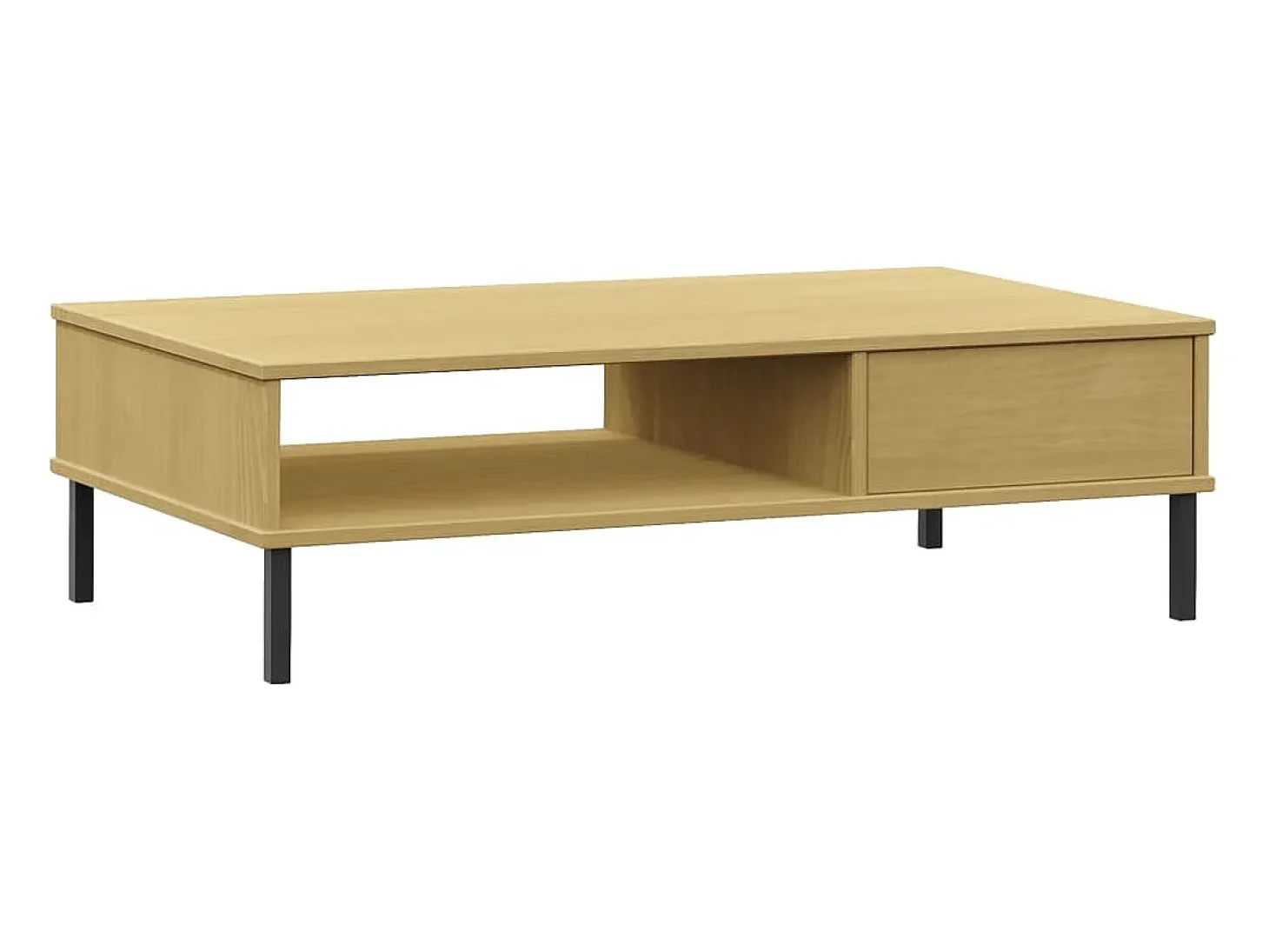 Mesa de centro patas de metal OSLO madera maciza pino marrón