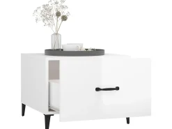 Mesa de centro patas de metal 2 uds blanco brillo 50x50x40 cm ES15510