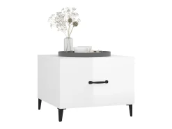 Mesa de centro patas de metal 2 uds blanco brillo 50x50x40 cm ES15510
