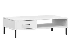 Mesa de centro patas de metal OSLO madera maciza pino blanco