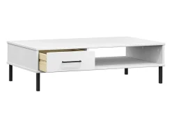 Mesa de centro patas de metal OSLO madera maciza pino blanco