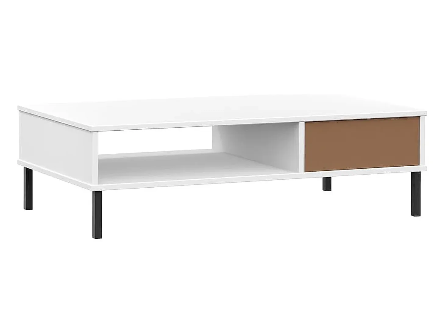 Mesa de centro patas de metal OSLO madera maciza pino blanco