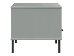 Mesa de centro patas metal OSLO madera maciza gris 85x50x45 cm