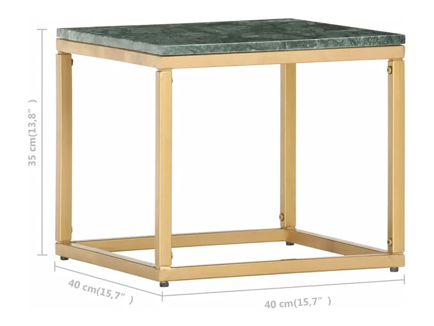 Mesa de centro piedra real textura de mármol verde 40x40x35 cm