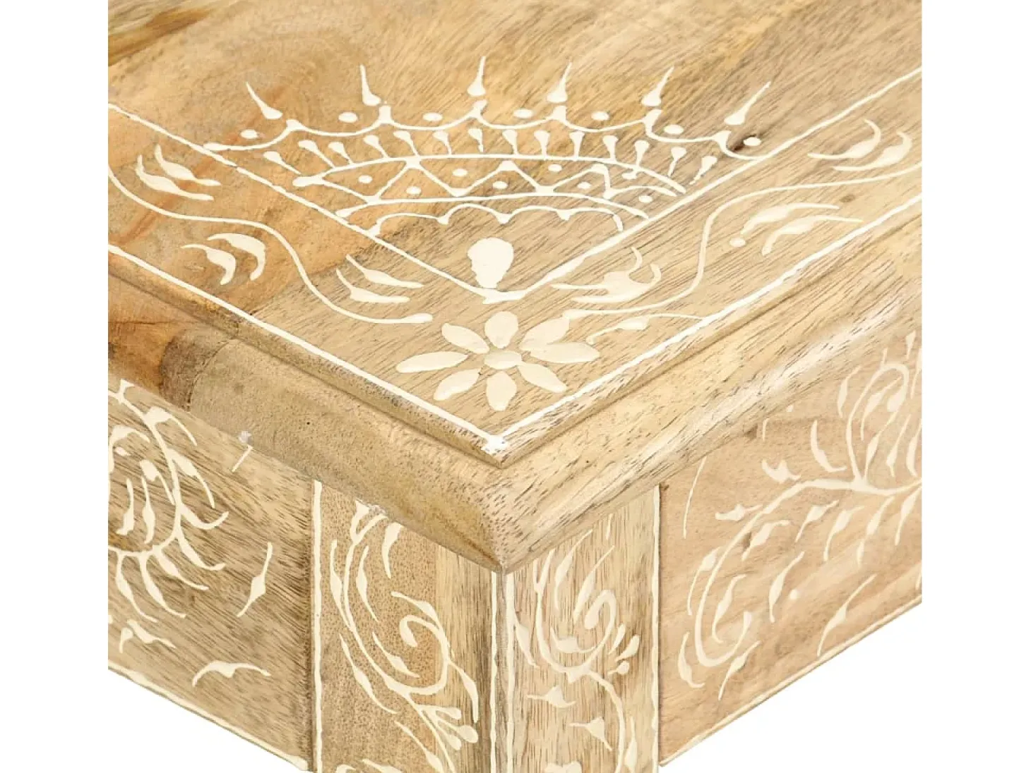 Mesa de centro pintada a mano madera maciza mango 110x50x45 cm