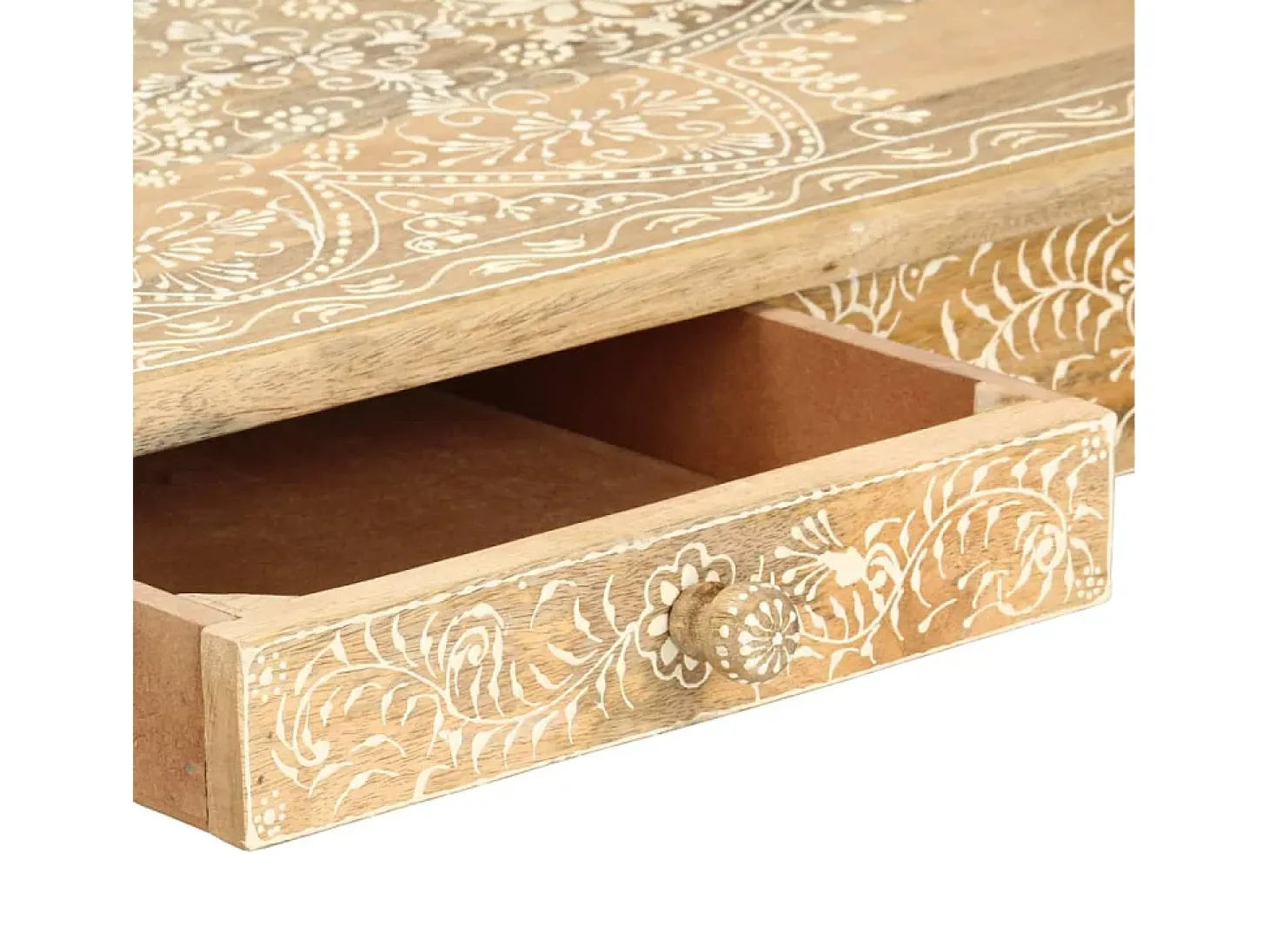 Mesa de centro pintada a mano madera maciza mango 110x50x45 cm