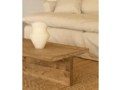 Mesa de centro rectangular de madera de abeto en color roble oscuro 123,5x27cm - SAM - DECOWOOD