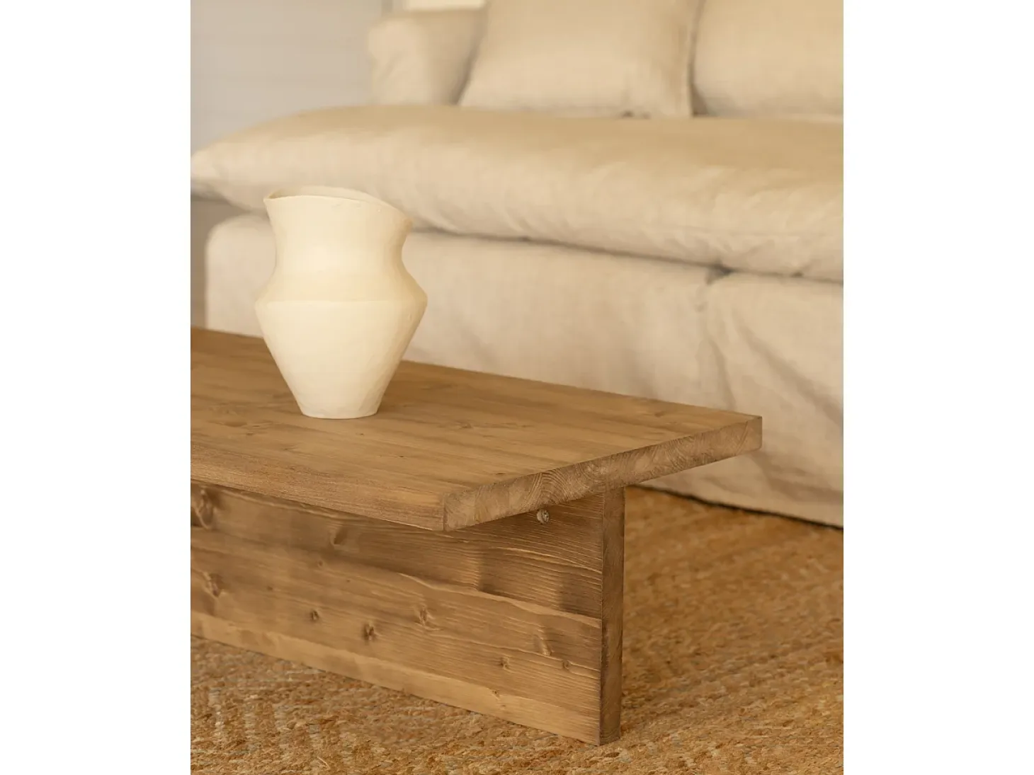 Mesa de centro rectangular de madera de abeto en color roble oscuro 123,5x27cm - SAM - DECOWOOD