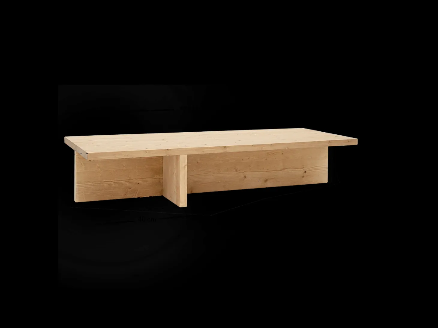 Mesa de centro rectangular de madera de abeto en color roble oscuro 123,5x27cm - SAM - DECOWOOD