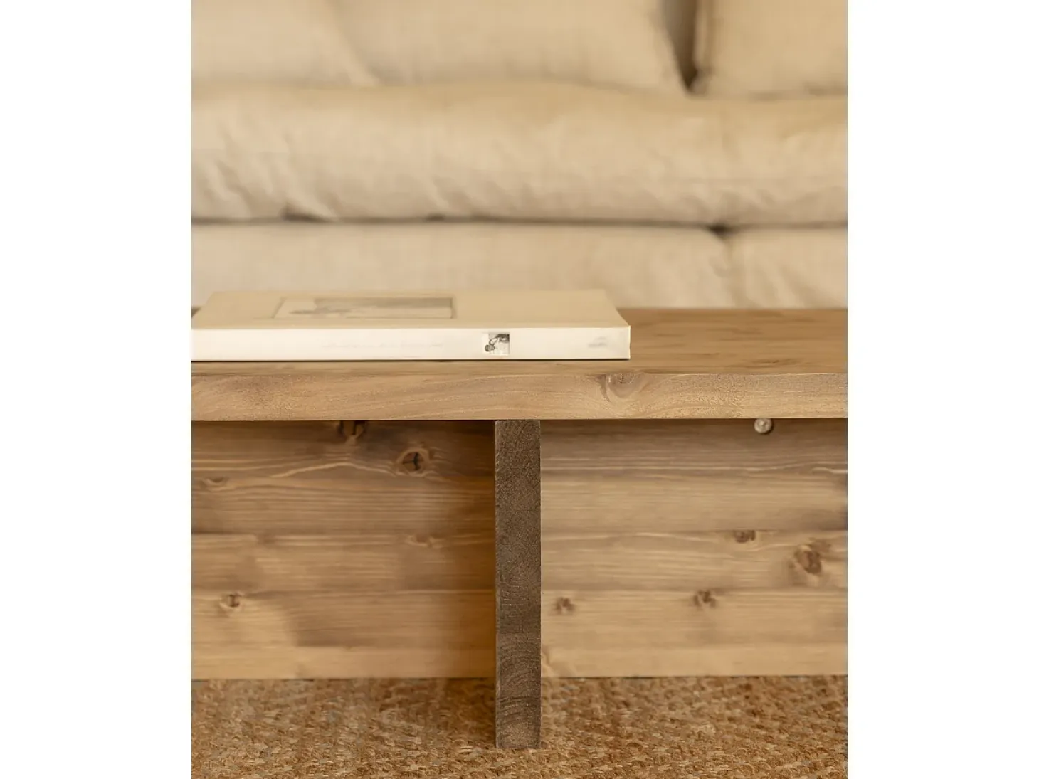 Mesa de centro rectangular de madera de abeto en color roble oscuro 123,5x27cm - SAM - DECOWOOD