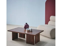 Mesa de centro rectangular con efecto madera nogal