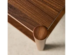 Mesa de centro rectangular con doble estante, 110cm nogal
