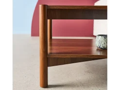 Mesa de centro rectangular con doble estante, 110cm nogal