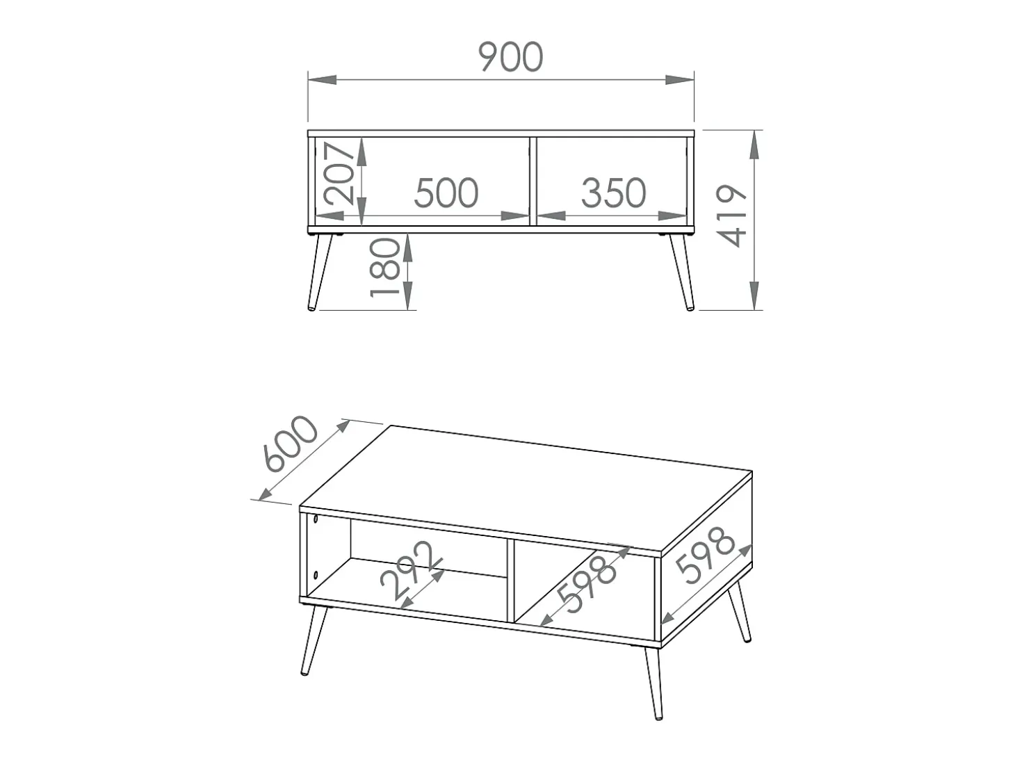 Mesa de centro rectangular con estante - 90x60 cm - Greige - SELGIN