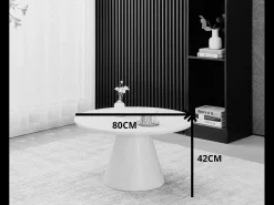 Mesa de centro redonda - Efecto madera roble blanco - Madera MDF - MANON