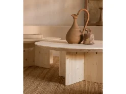 Mesa de centro redonda de madera de abeto maciza Decowood en color natural de Ø60cm - BLOOM - DECOWOOD