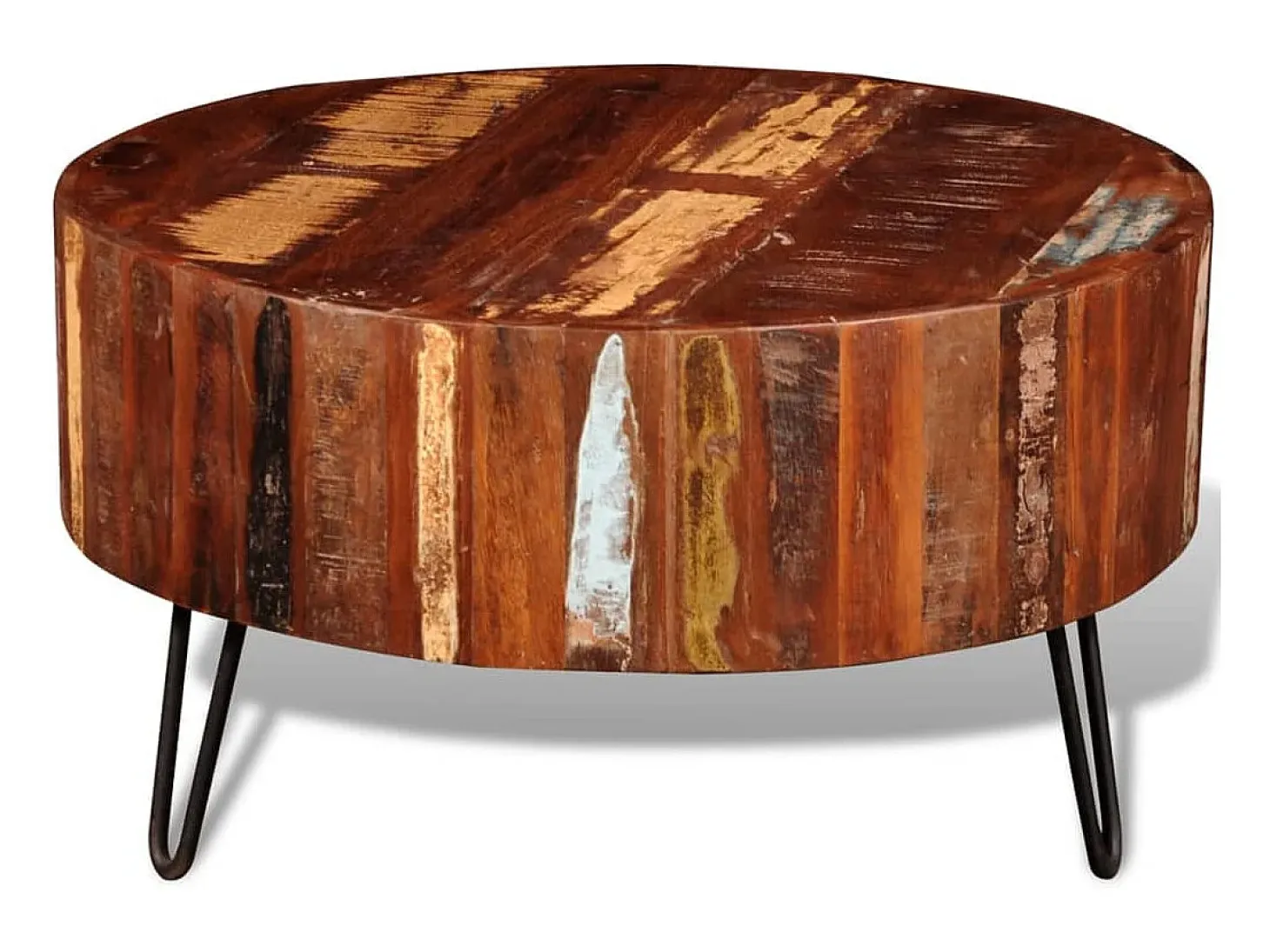 Mesa de centro redonda de madera reciclada maciza
