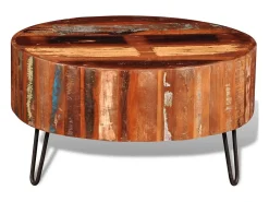 Mesa de centro redonda de madera reciclada maciza