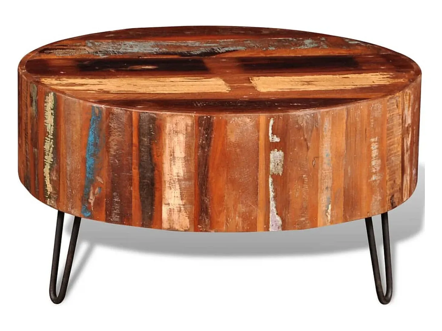 Mesa de centro redonda de madera reciclada maciza