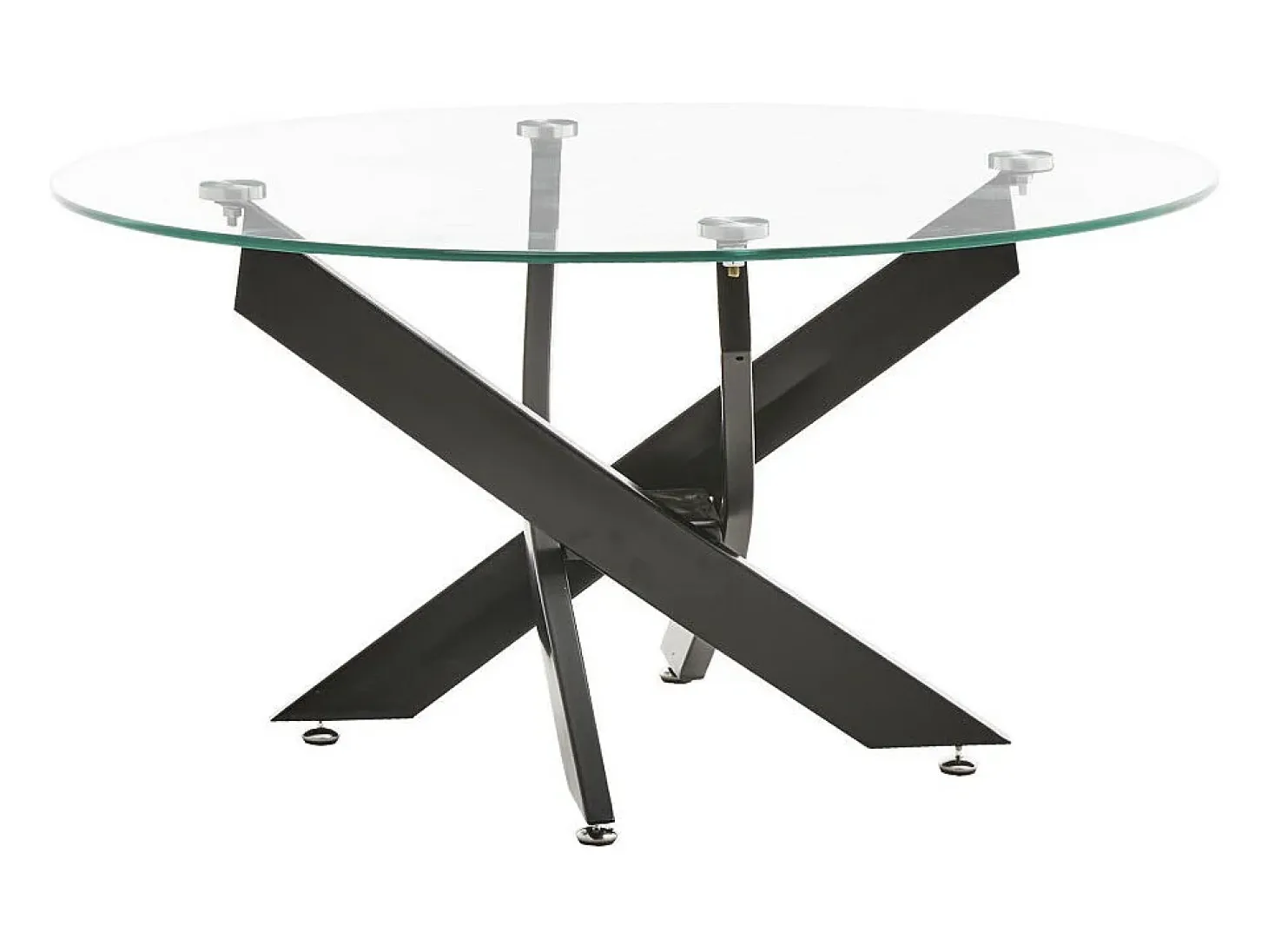Mesa de centro redonda de 80x40 cm en color transparente y patas negras Dan