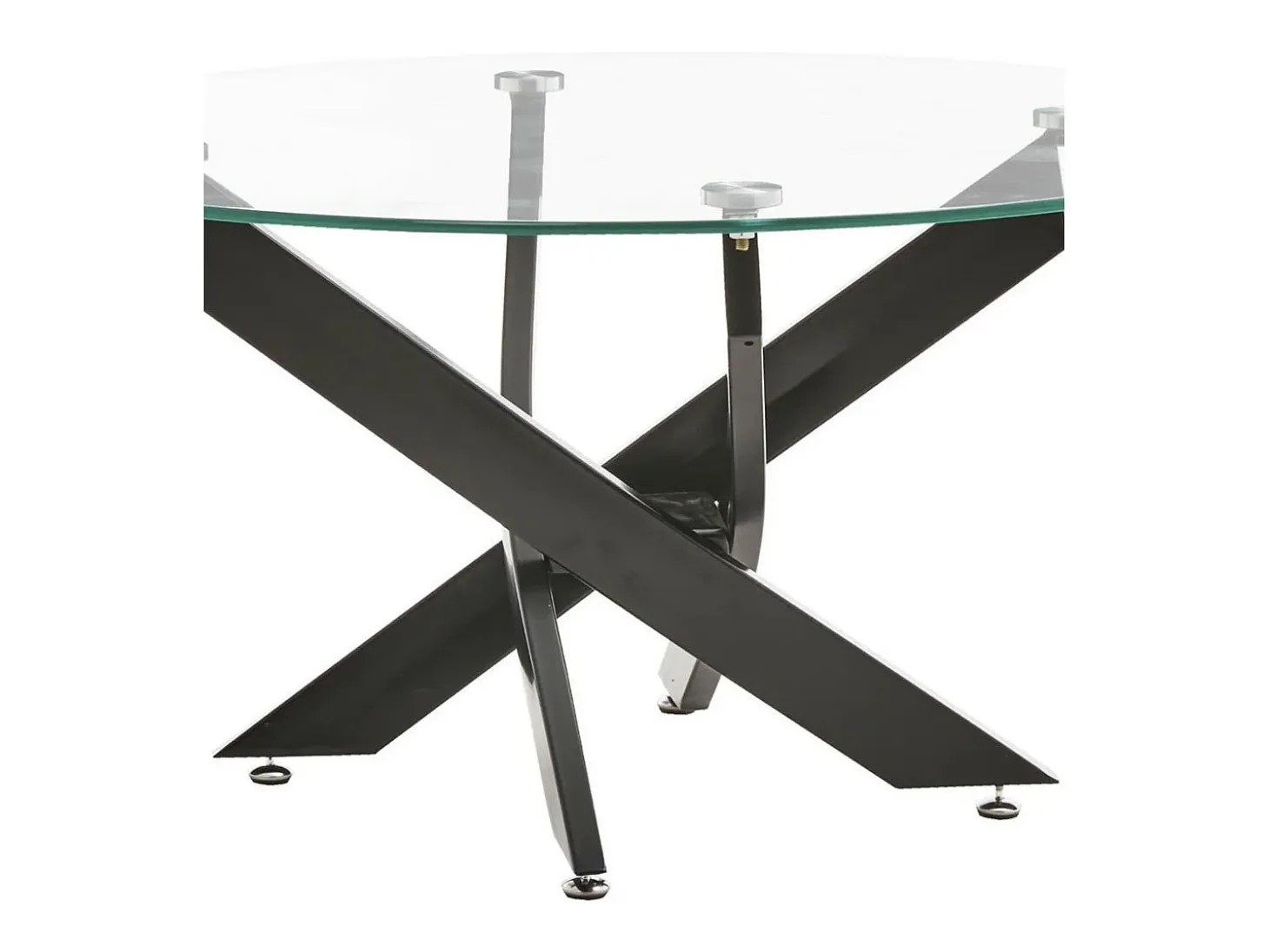 Mesa de centro redonda de 80x40 cm en color transparente y patas negras Dan
