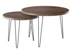 Mesa de centro redonda LAPP, juego Ø50 + Ø68 cm, roble chocolate