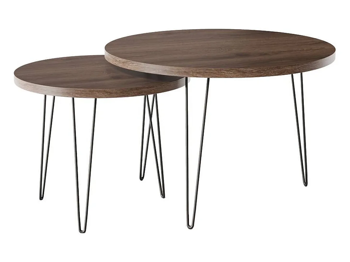 Mesa de centro redonda LAPP, juego Ø50 + Ø68 cm, roble chocolate